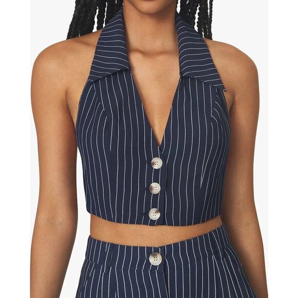 Danielle Bernstein by WeWoreWhat Bella Pinstripe Vest Blue XXL NEW - Picture 1 of 12